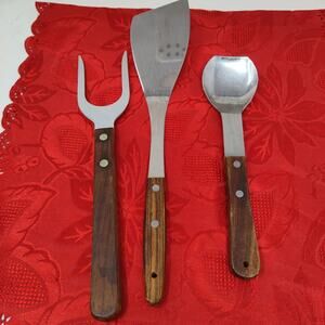 3X Vtg Vernco Ice Cream Scoop Spade Spatula Meat Fork Marked Japan Stainless